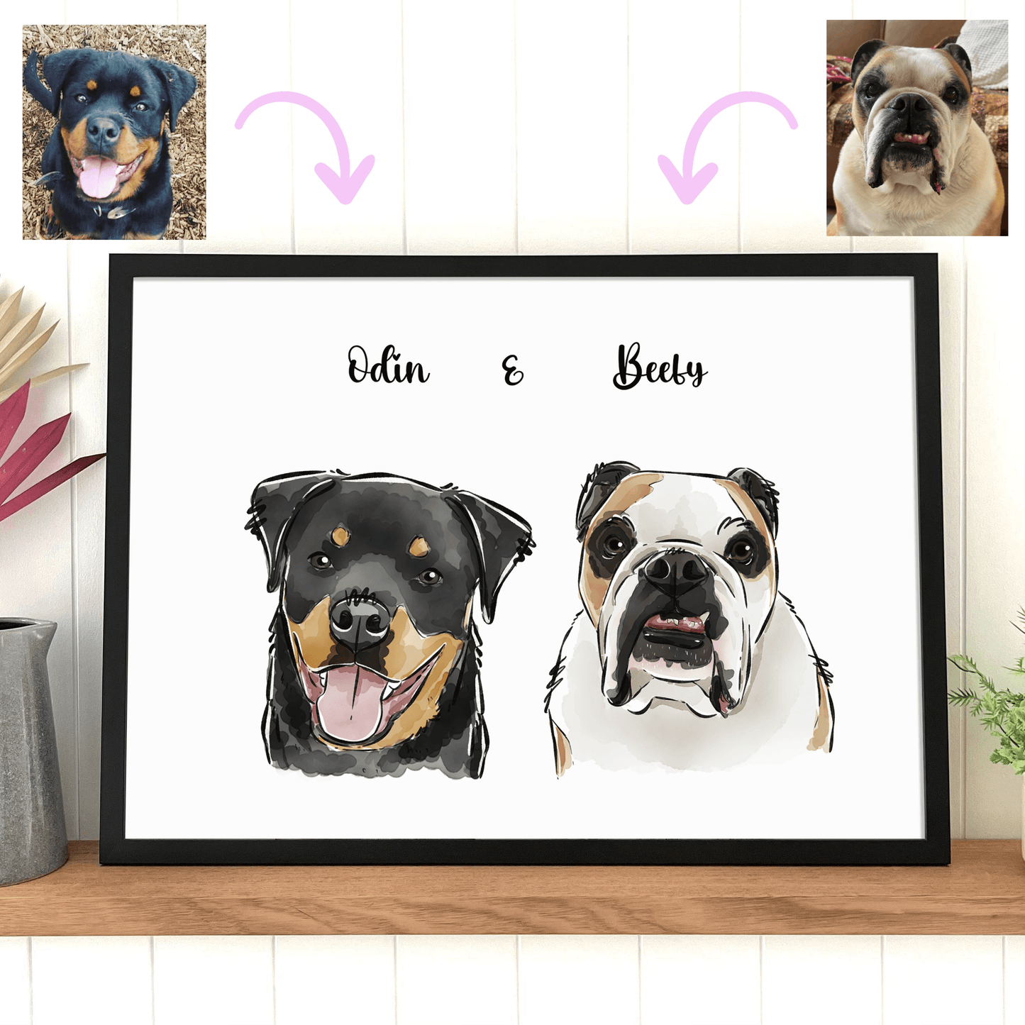 Gouache Style Pet Portrait - Pets Into Art