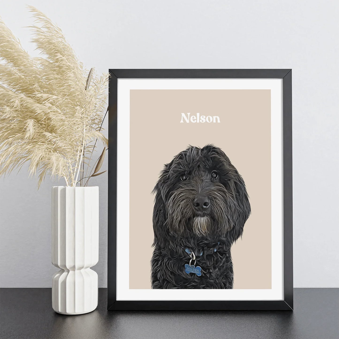Realistic Pet Portrait With Border - Pets Into Art - Custom Dog and Cat Artworks Australia