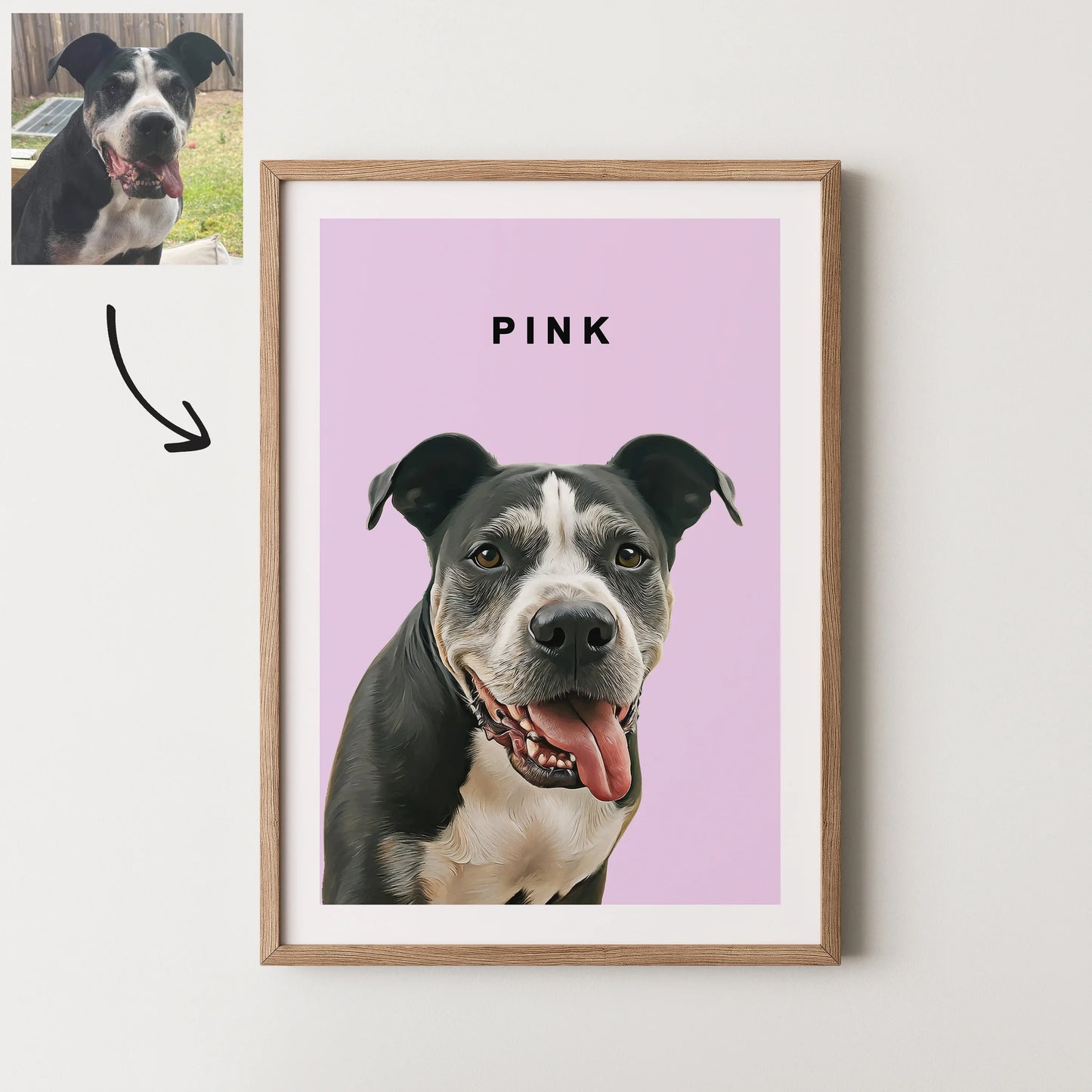 Realistic Pet Portrait With Border - Pets Into Art - Custom Dog and Cat Artworks Australia
