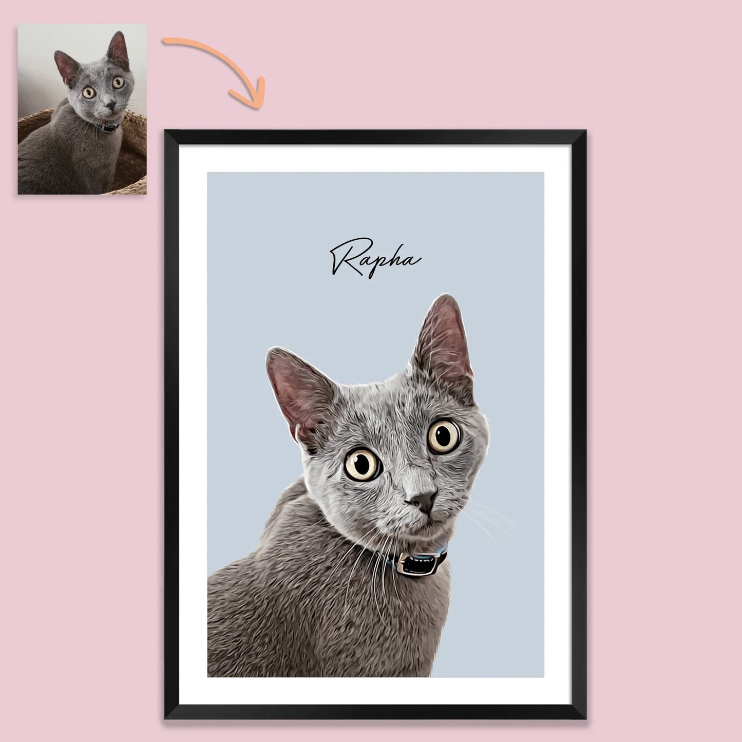 Realistic Pet Portrait With Border - Pets Into Art - Custom Dog and Cat Artworks Australia
