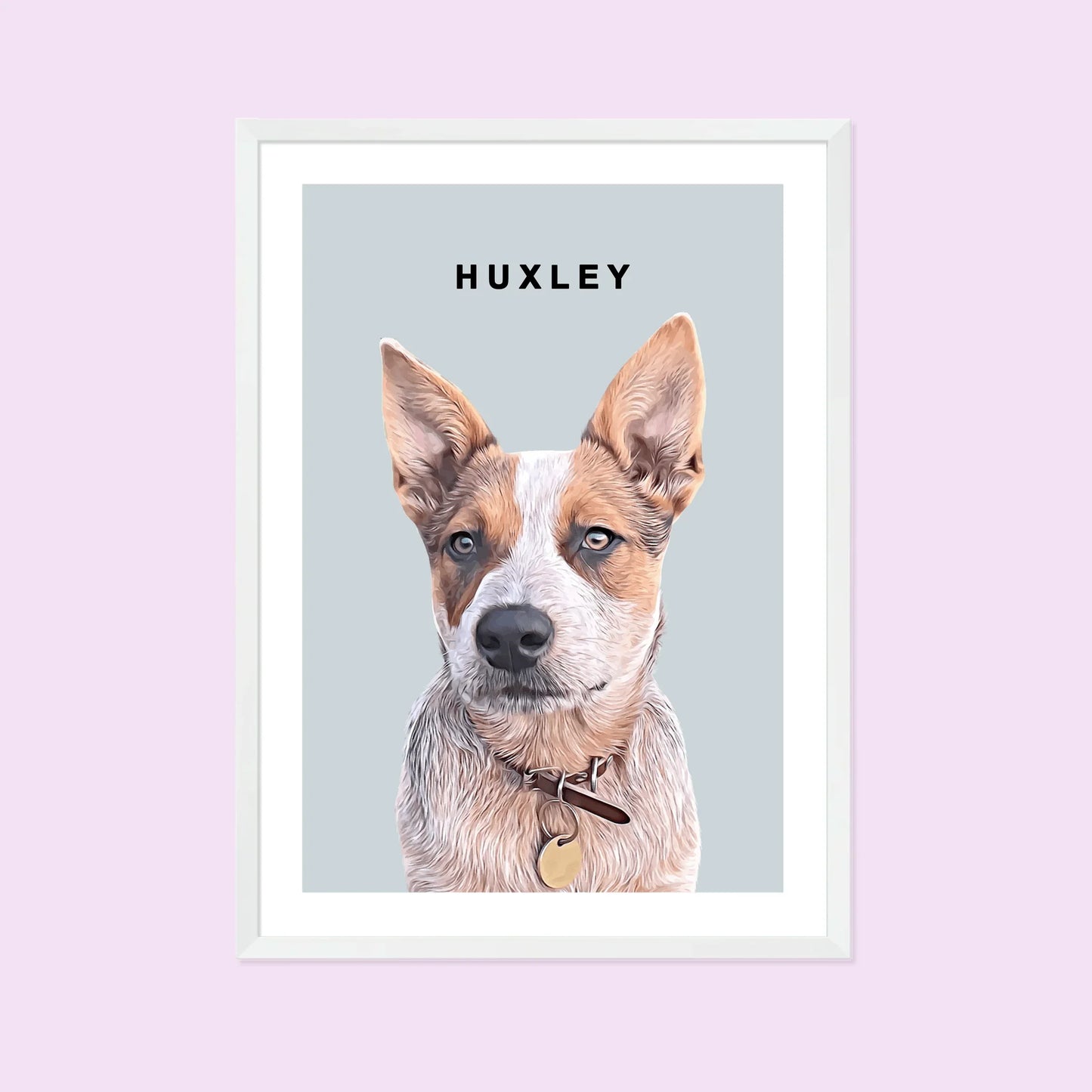 Realistic Pet Portrait With Border - Pets Into Art - Custom Dog and Cat Artworks Australia