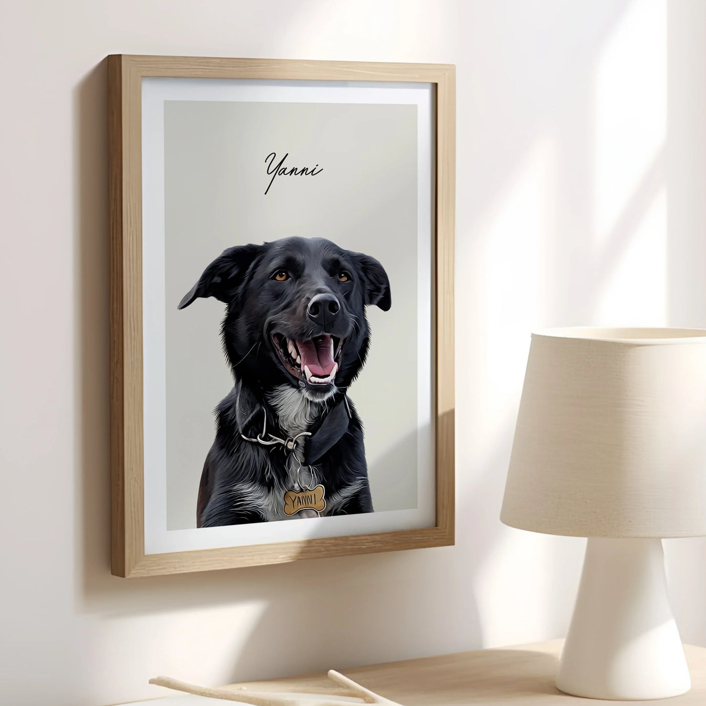 Realistic Pet Portrait With Border - Pets Into Art - Custom Dog and Cat Artworks Australia