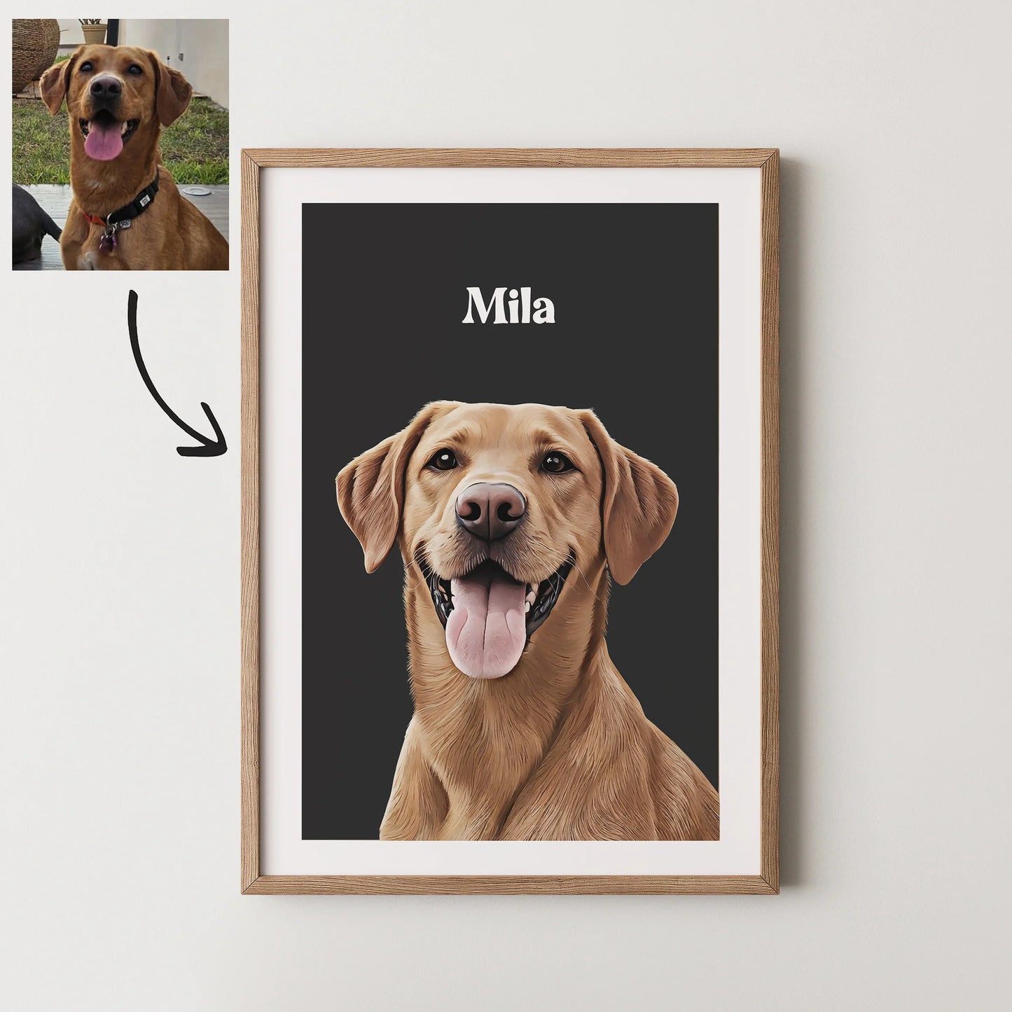 Realistic Pet Portrait With Border - Pets Into Art - Custom Dog and Cat Artworks Australia