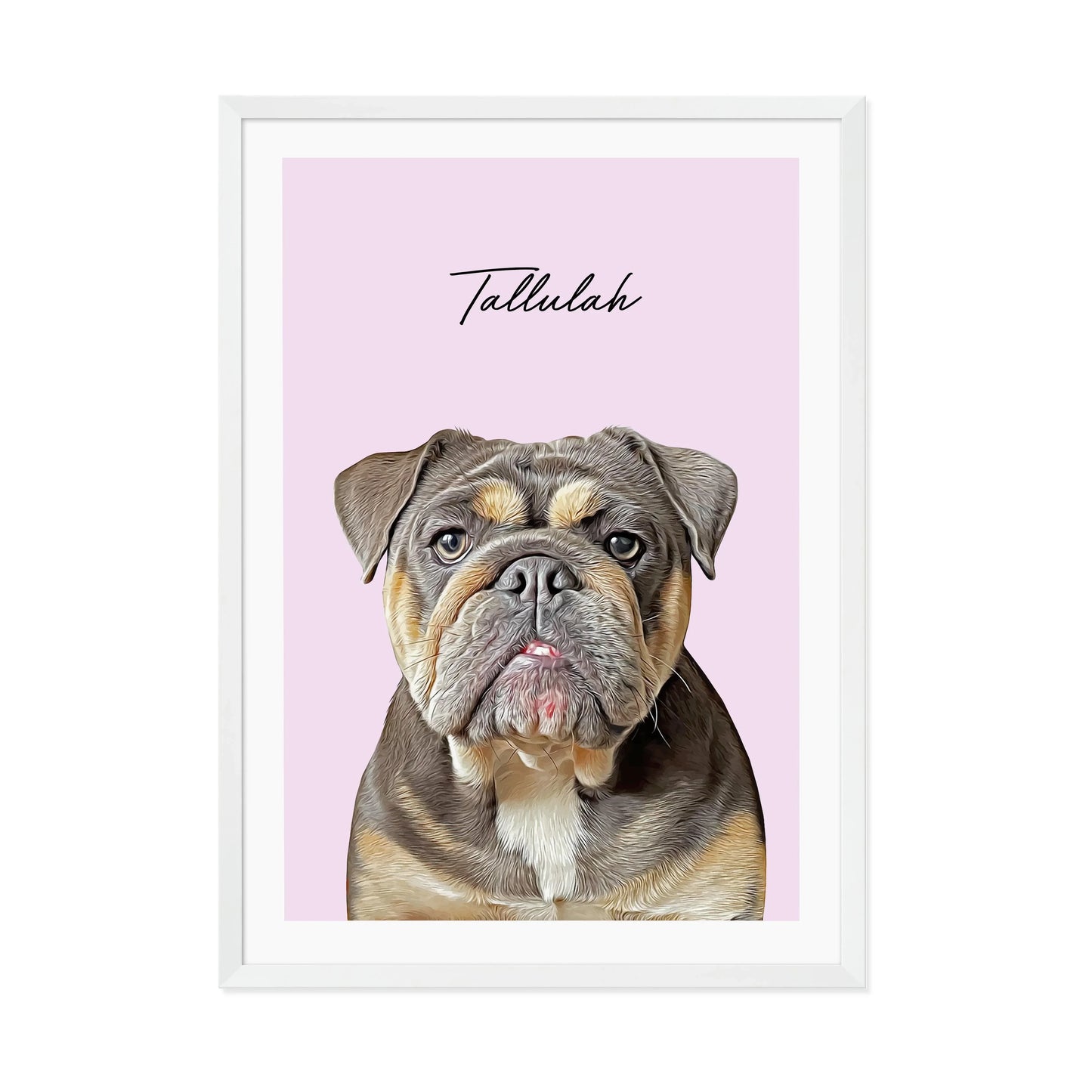Realistic Pet Portrait With Border - Pets Into Art - Custom Dog and Cat Artworks Australia