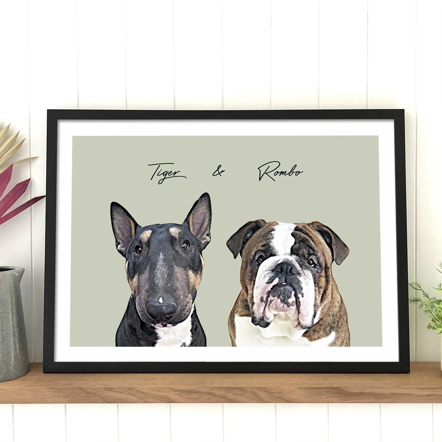 Realistic Pet Portrait With Border - Pets Into Art - Custom Dog and Cat Artworks Australia