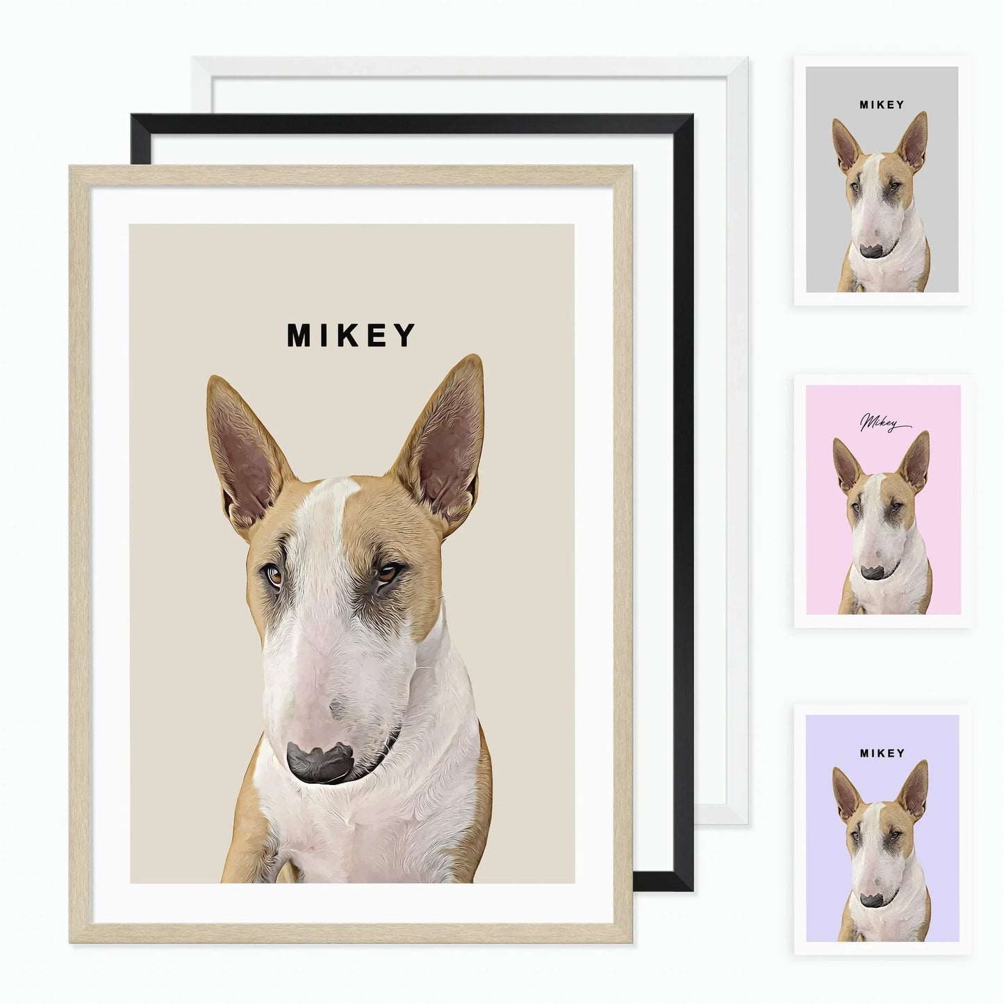 Realistic Pet Portrait With Border - Pets Into Art - Custom Dog and Cat Artworks Australia