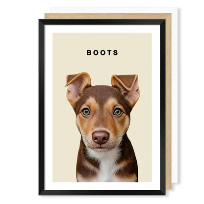Realistic Pet Portrait With Border (up to 4 pets)