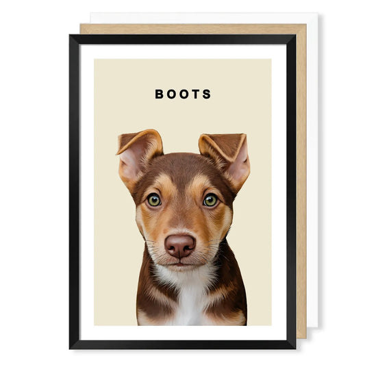 Realistic Pet Portrait With Border (up to 4 pets)