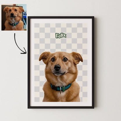 Checkered Realistic Pet Portrait