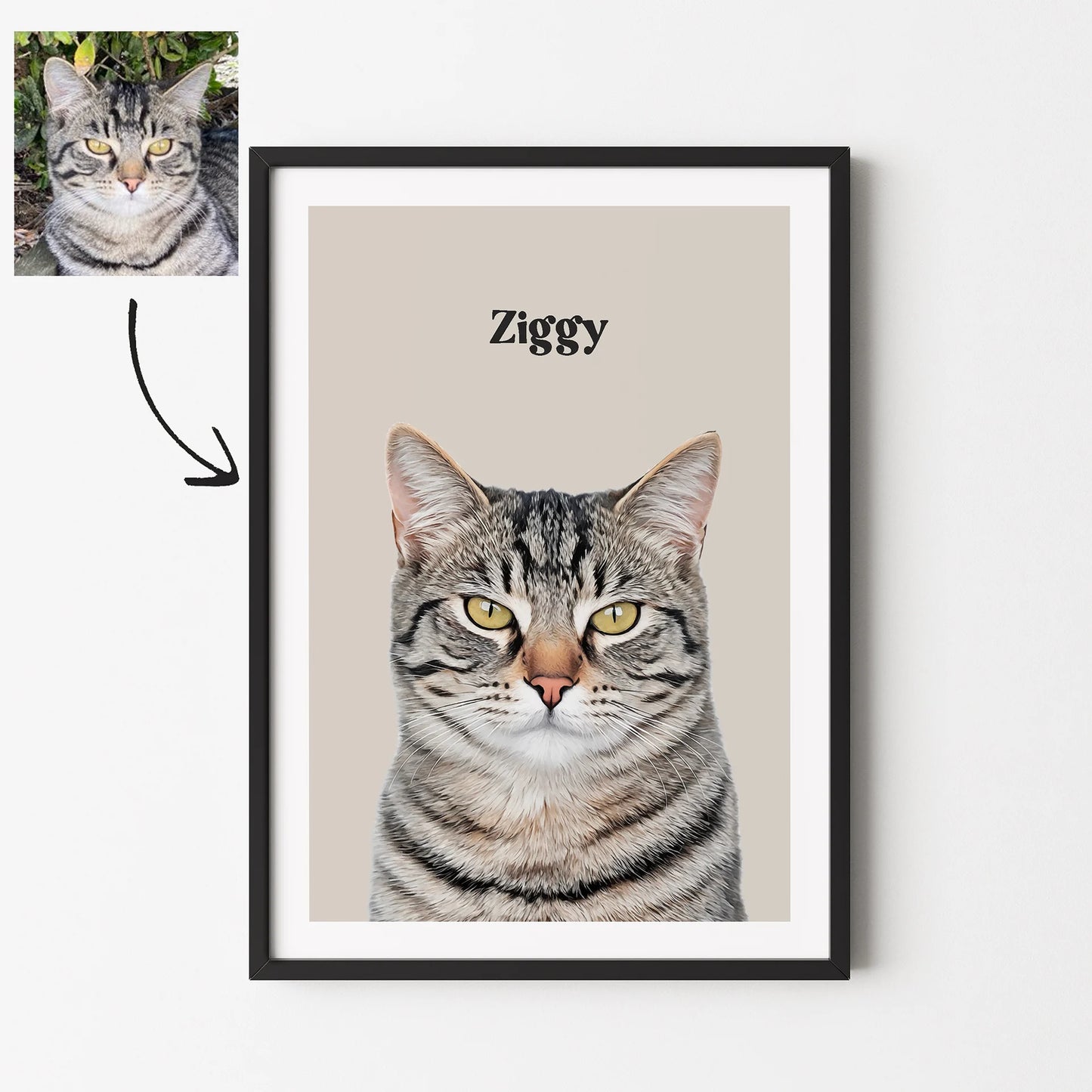 Realistic Pet Portrait With Border (up to 4 pets)