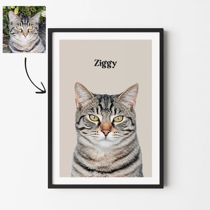 Realistic Pet Portrait With Border (up to 4 pets)