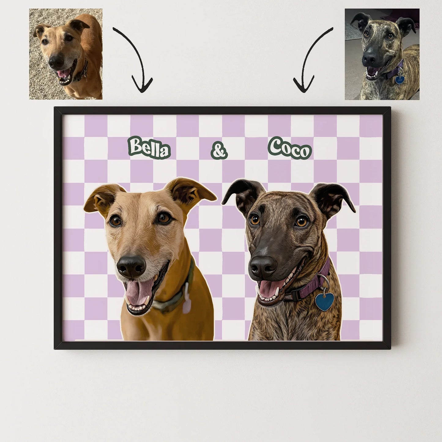 Checkered Realistic Pet Portrait