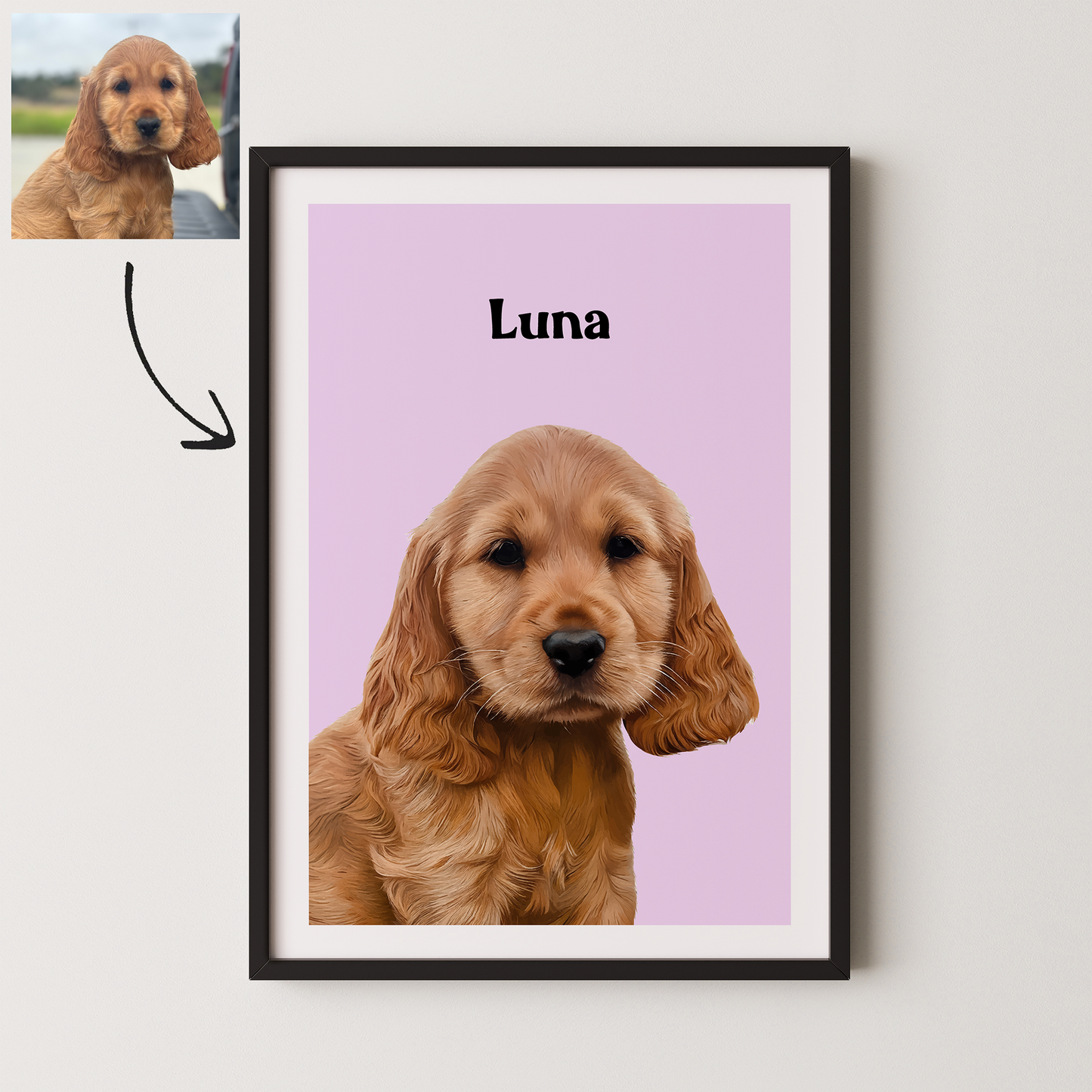 Realistic Pet Portrait With Border