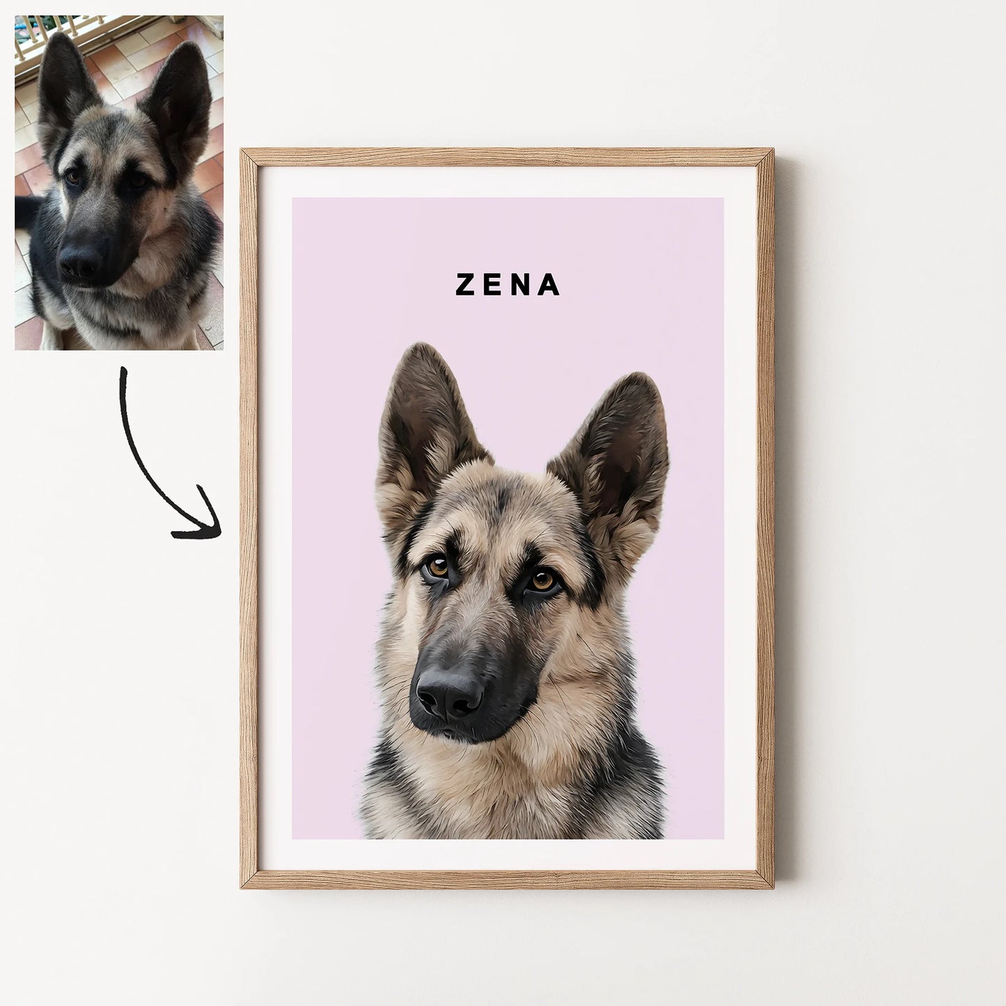 Realistic Pet Portrait With Border (up to 4 pets)