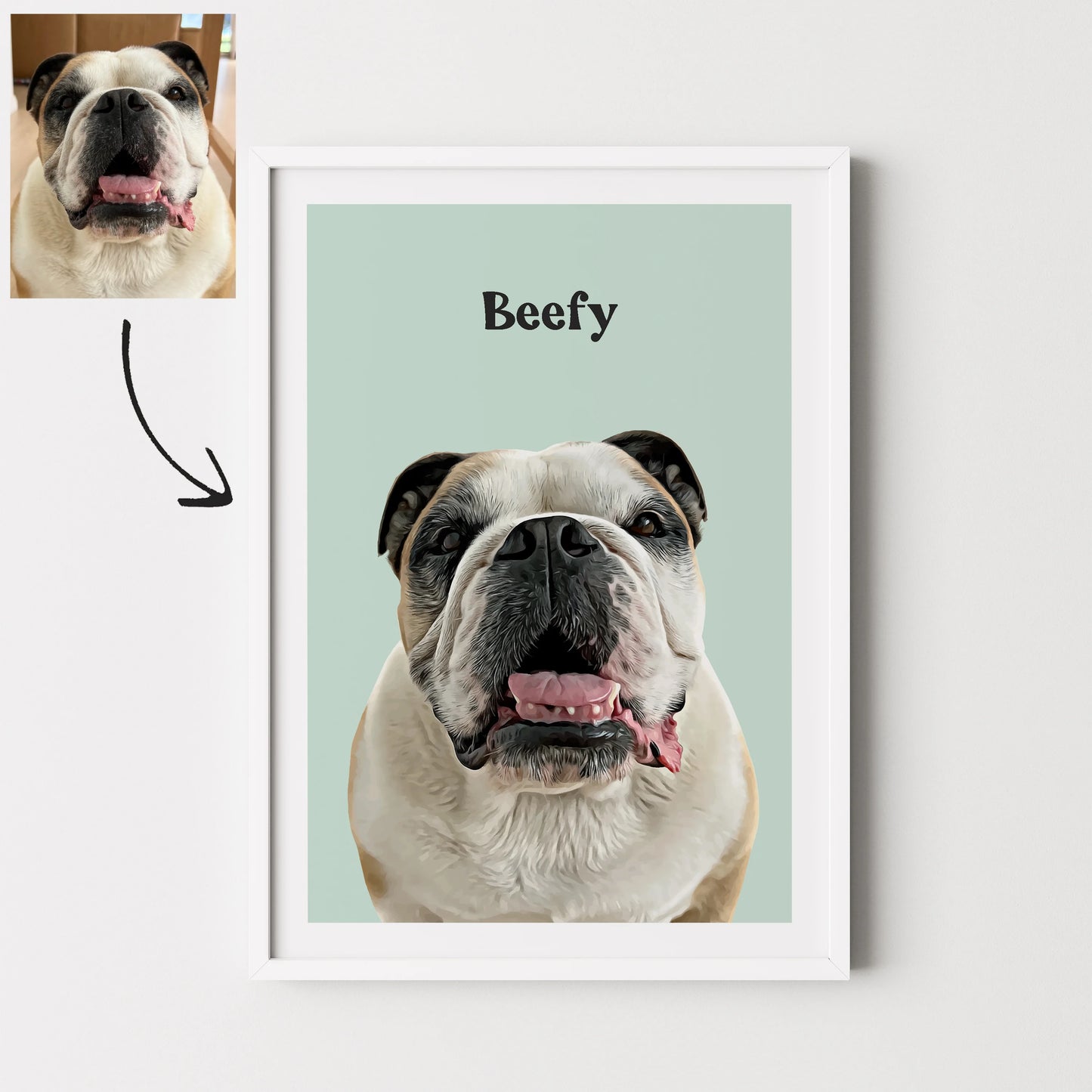 Realistic Pet Portrait With Border (up to 4 pets)