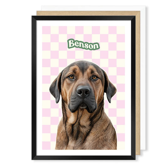 Checkered Realistic Pet Portrait (up to 4 pets)
