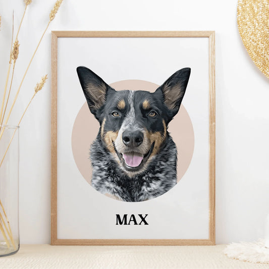 Circle Realistic Pet Portrait - Pets Into Art - Custom Dog and Cat Artworks Australia