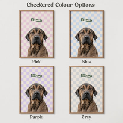 Checkered Realistic Pet Portrait