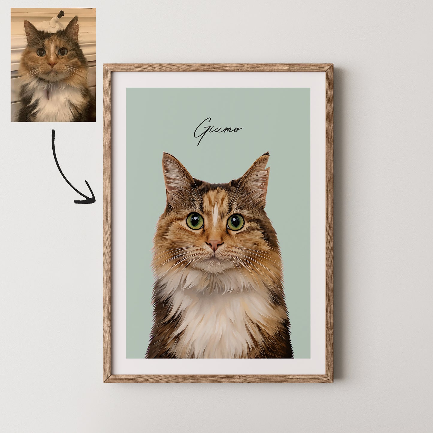 Realistic Pet Portrait With Border
