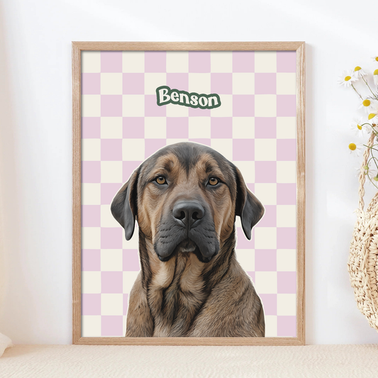 Checkered Realistic Pet Portrait