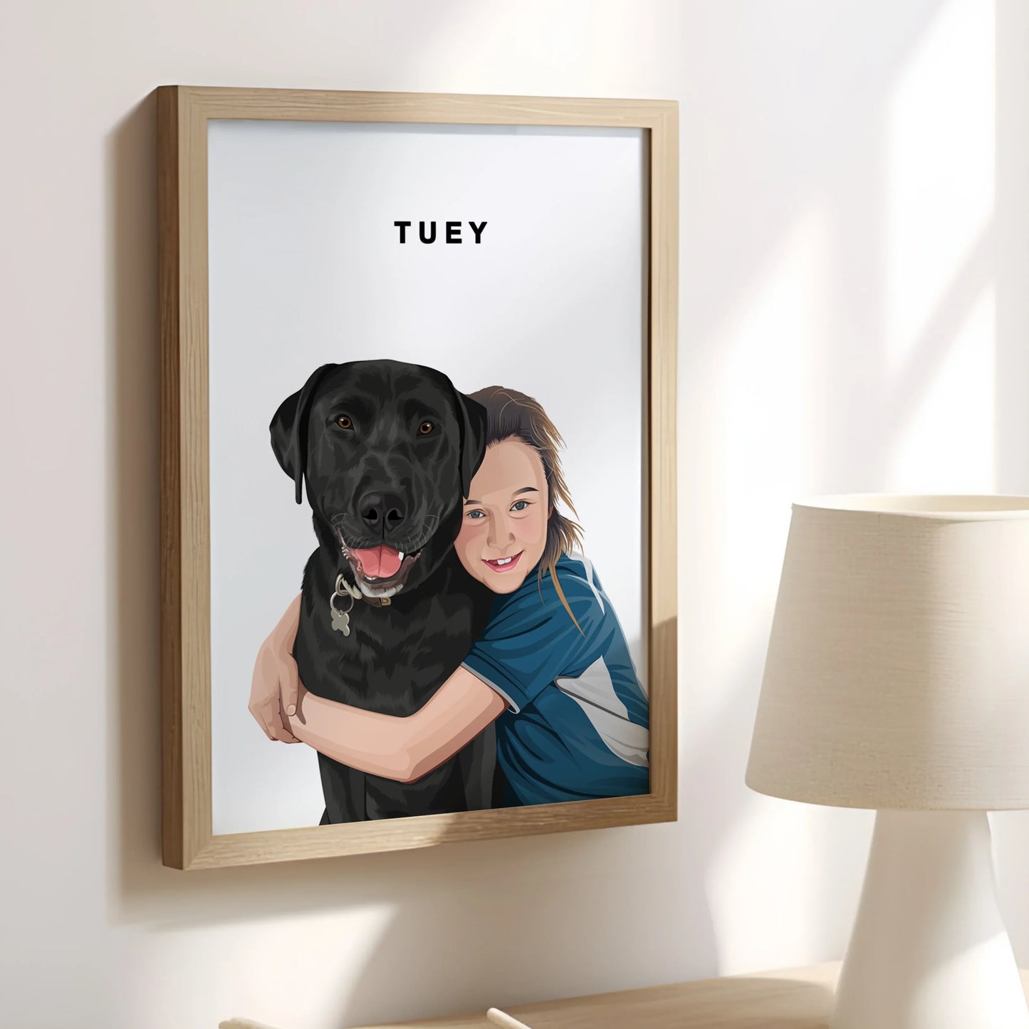 Person and Pet Portrait - Pets Into Art - Custom Dog and Cat Artworks Australia
