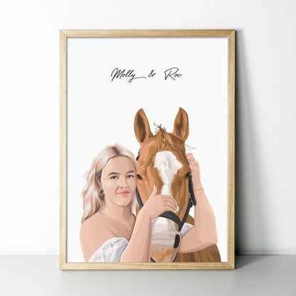 Person and Pet Portrait - Pets Into Art - Custom Dog and Cat Artworks Australia