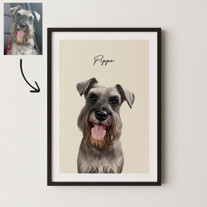 Realistic Pet Portrait With Border - Pets Into Art - Custom Dog and Cat Artworks Australia