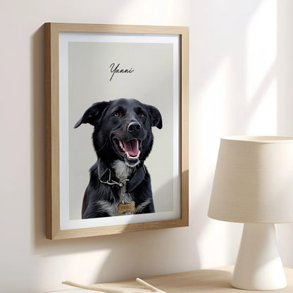 Realistic Pet Portrait With Border - Pets Into Art - Custom Dog and Cat Artworks Australia