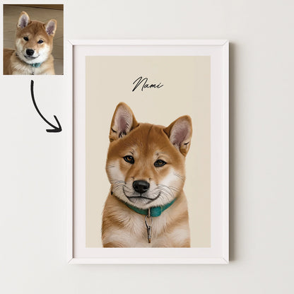 Realistic Pet Portrait With Border - Pets Into Art - Custom Dog and Cat Artworks Australia