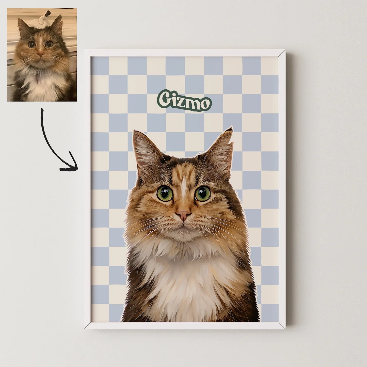 Checkered Realistic Pet Portrait