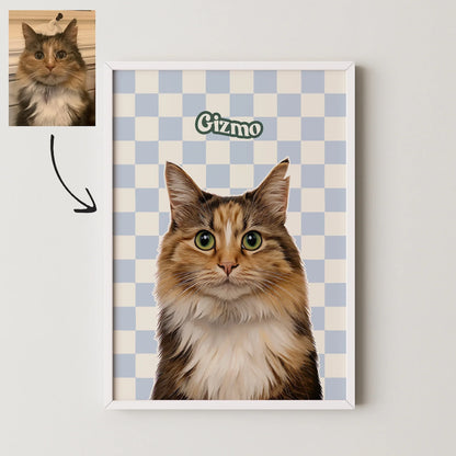 Checkered Realistic Pet Portrait