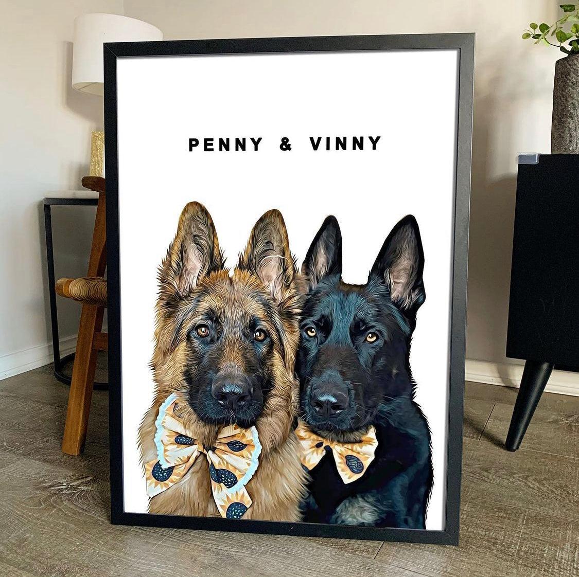Realistic Minimal Artwork With Name | Framed Prints |  Pets Into Art