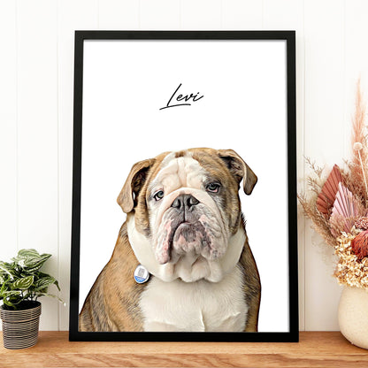 Realistic Artwork (FRAMED) With Name - Pets Into Art