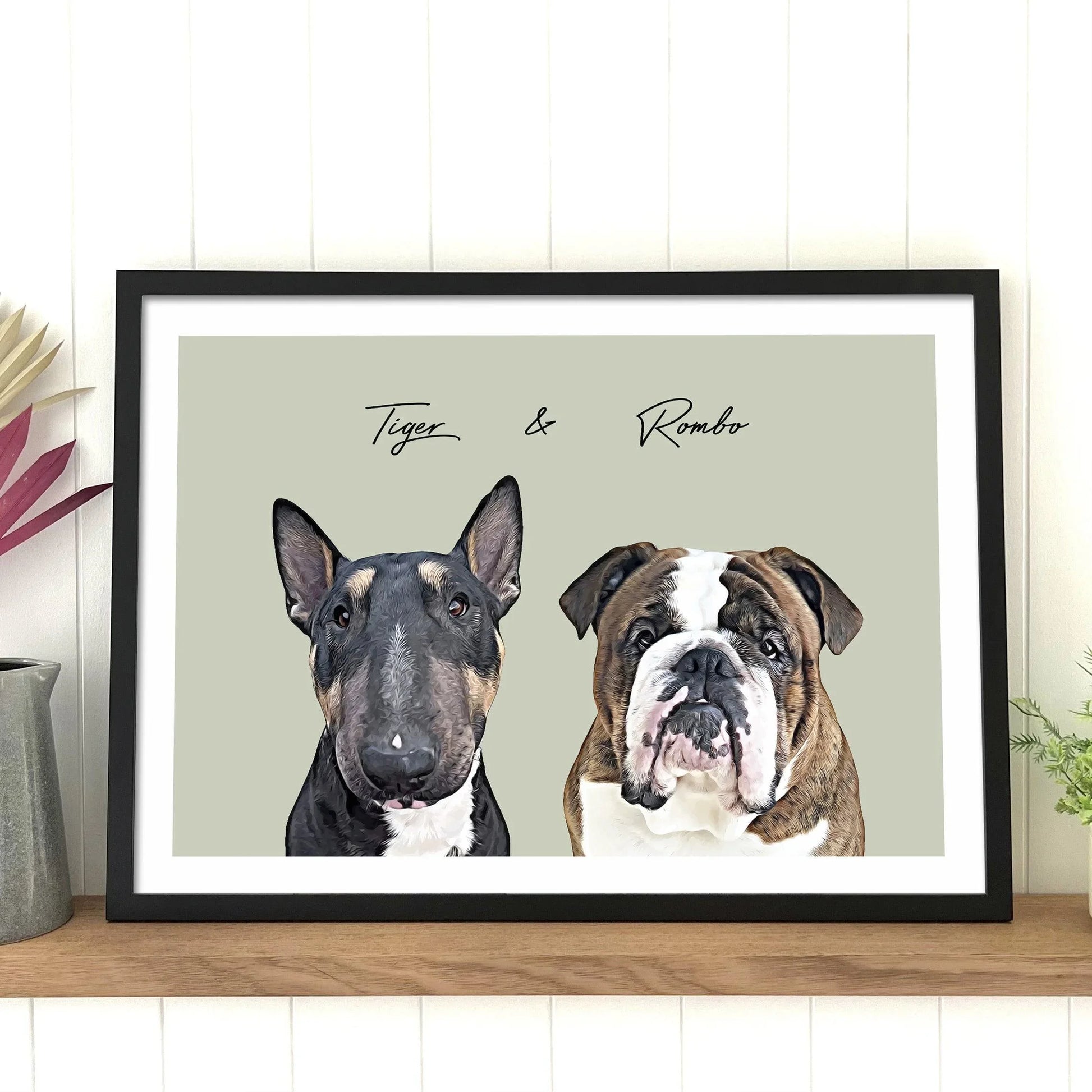 Realistic Pet Portrait With Border - Pets Into Art - Custom Dog and Cat Artworks Australia