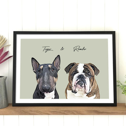 Realistic Pet Portrait With Border - Pets Into Art - Custom Dog and Cat Artworks Australia